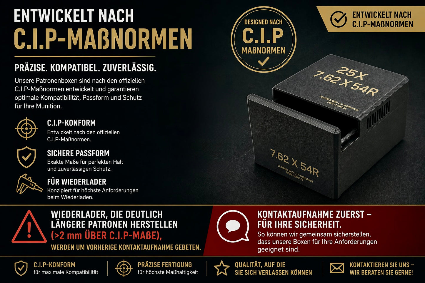 Filamelt Munitionsbox / 9x19mm Para / Luger / 'Schiebedeckel' / Patronenbox, Ammo Box - 3D-Druck aus dem Westerwald