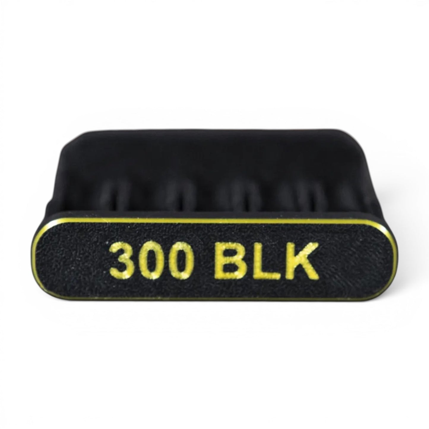 3D-Druck aus dem Westerwald Patronenclip für 5 Schuss im Kaliber .300 AAC Blackout aus schwarzem PLA+ Kunststoff