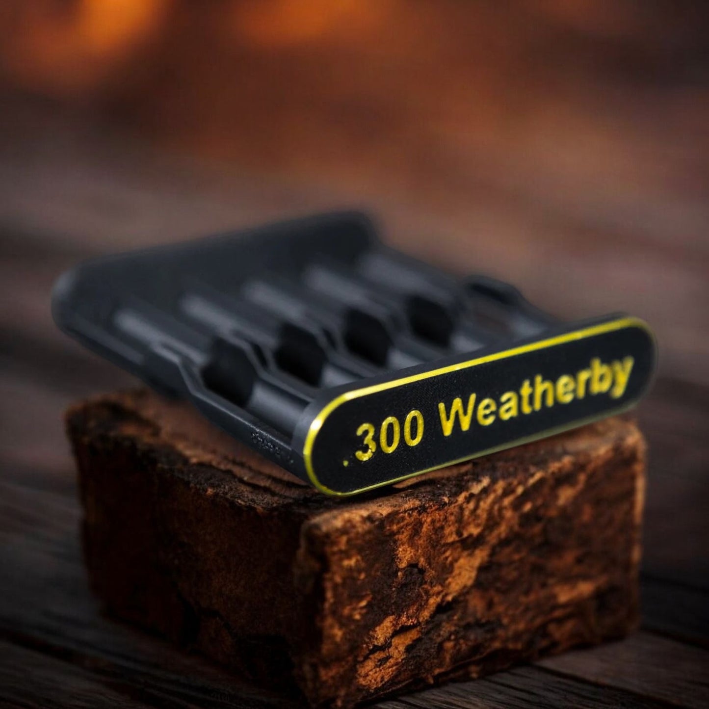 3D-Druck aus dem Westerwald Patronenclip für 5 Patronen im Kaliber .300 Wby. Magnum aus robustem PLA+ Kunststoff.