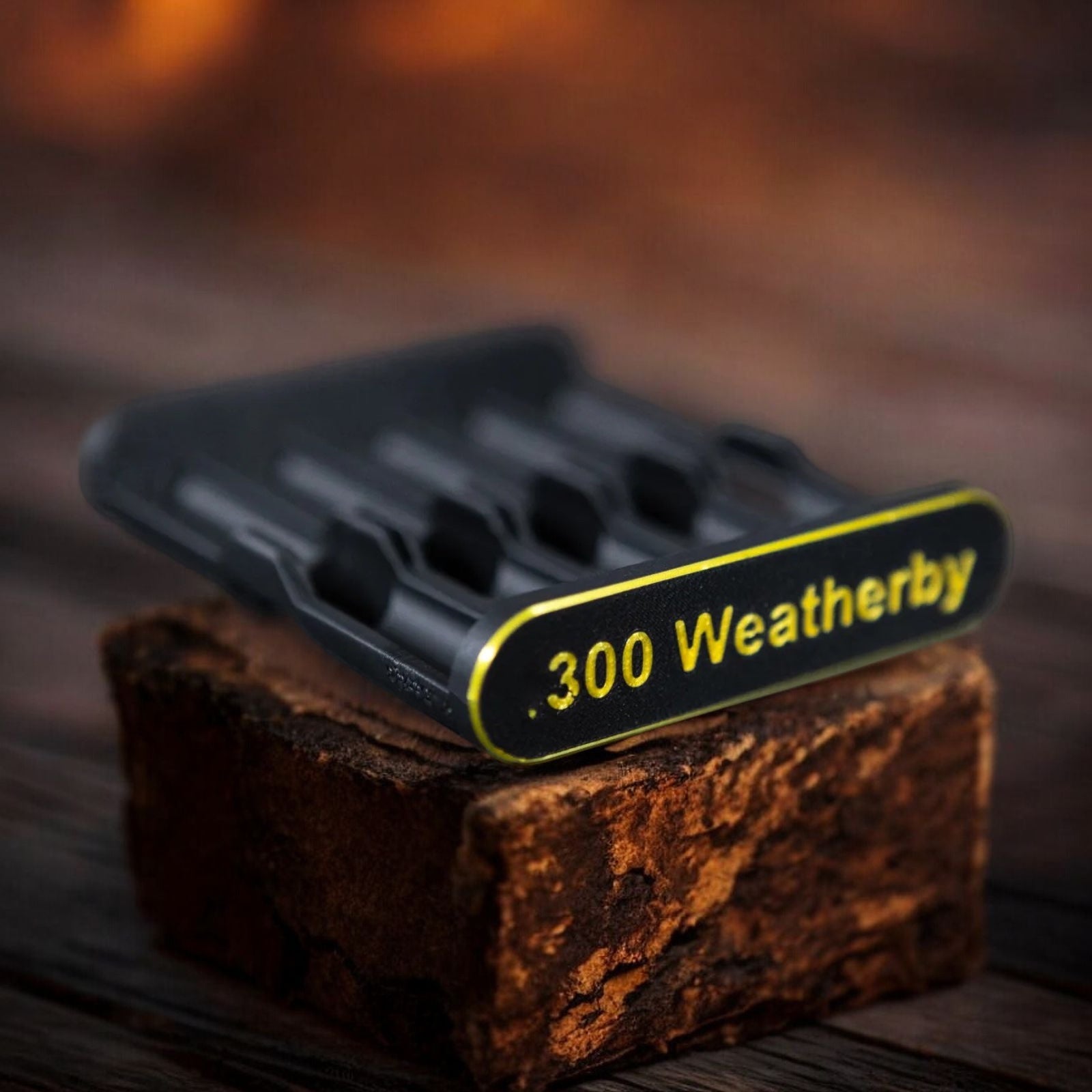 3D-Druck aus dem Westerwald Patronenclip für 5 Patronen im Kaliber .300 Wby. Magnum aus robustem PLA+ Kunststoff.
