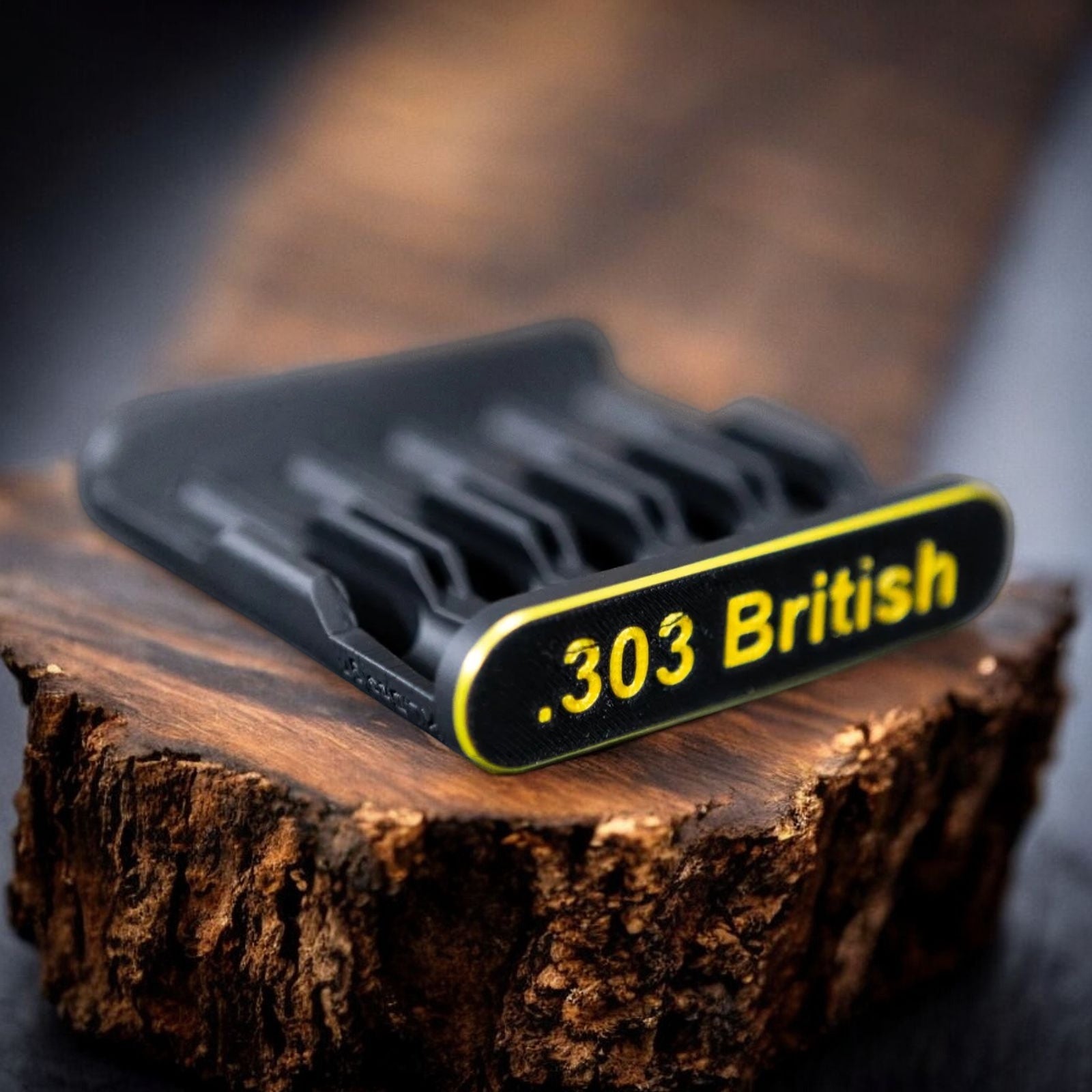 3D-Druck aus dem Westerwald Patronenclip für 5 Schuss .303 British aus robustem schwarzem PLA+ Kunststoff