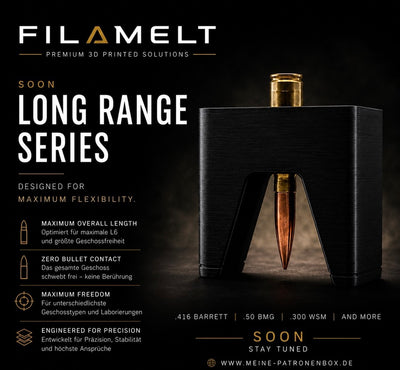 Filamelt Munitionsbox / .300 WSM Berger Long Range-Edition / 'Klapp- / Rastdeckel' / Patronenbox, Ammo Box