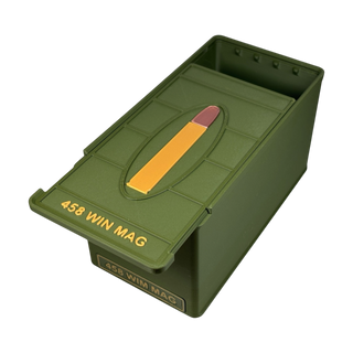 Munitionsbox „Modell Coconut“ für .458 Winchester Magnum mit Schiebedeckel – Patronenbox, Ammo Box