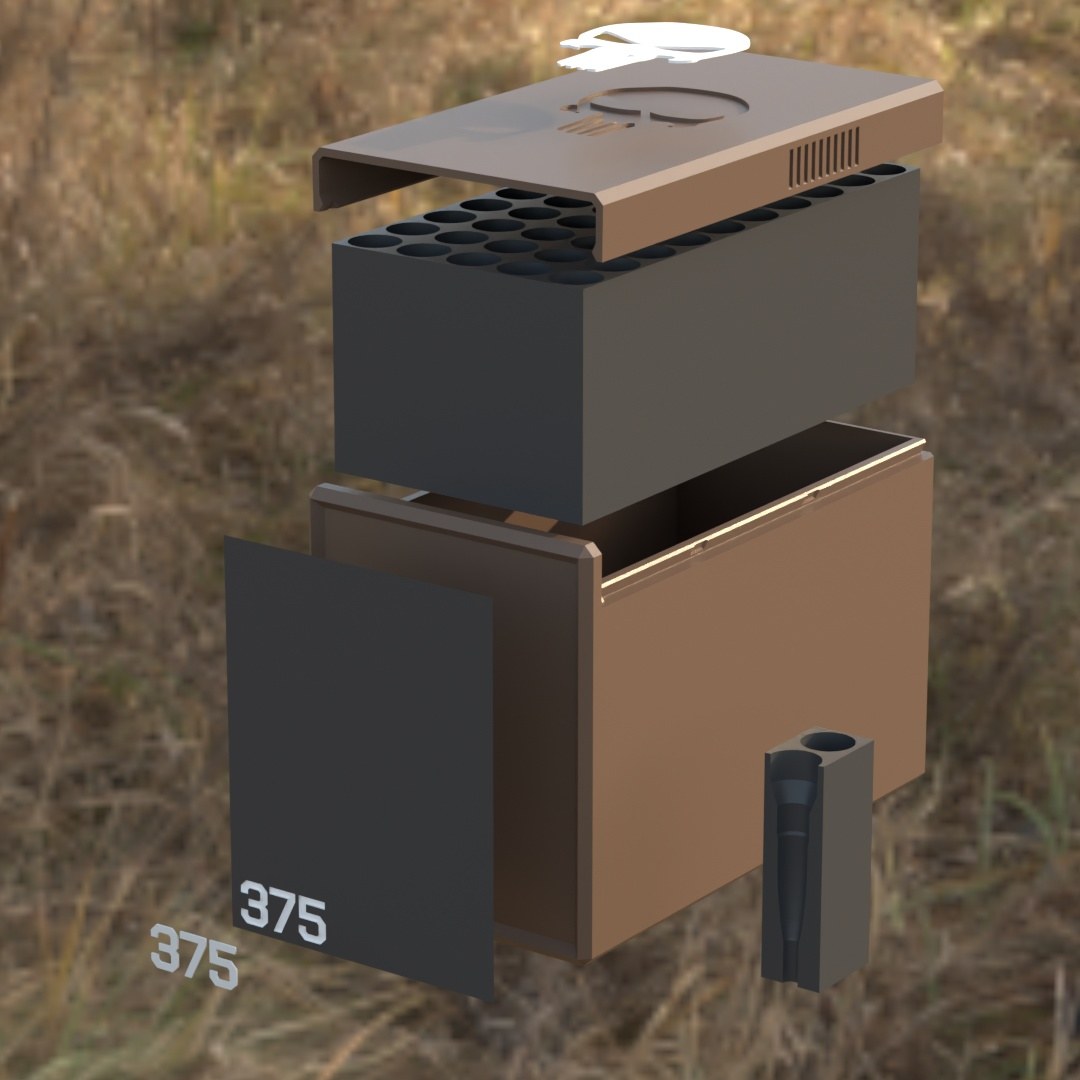 
Filamelt Munitionsbox / .375 CheyTac / ‘Schiebedeckel’  / Patronenbox, Ammo Box